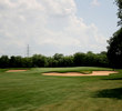 The Republic Golf Club's par-5 second hole is a sharp dogleg right to a well-protected, large green.