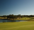 One of several ponds comes into play in front of the sixth green at Cordillera Ranch Golf Club. 