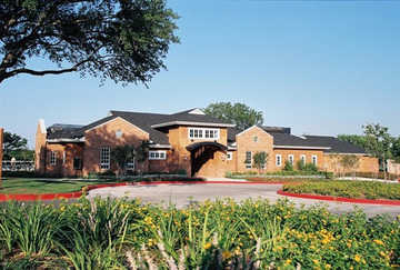 A view of the clubhouse at Pecan Valley Golf Club